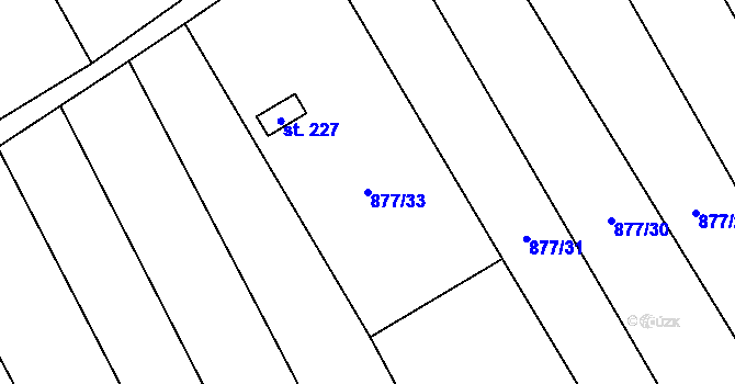 Parcela st. 877/33 v KÚ Straník, Katastrální mapa