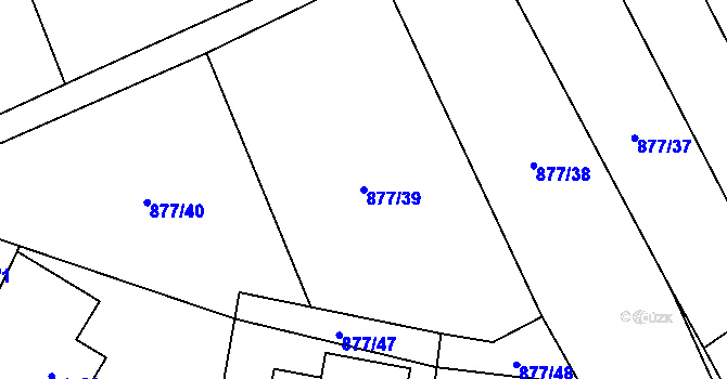 Parcela st. 877/39 v KÚ Straník, Katastrální mapa
