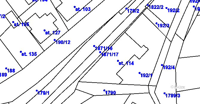 Parcela st. 1871/17 v KÚ Straník, Katastrální mapa