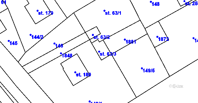 Parcela st. 63/3 v KÚ Straník, Katastrální mapa