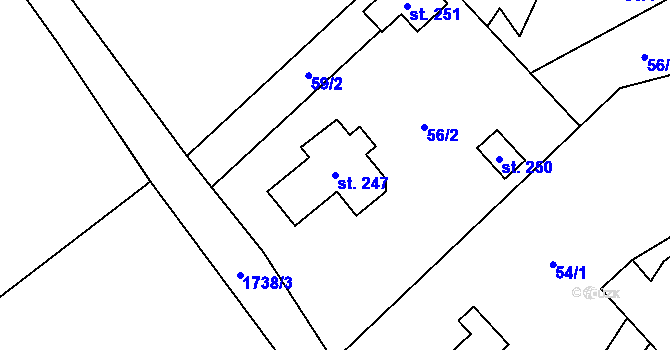 Parcela st. 247 v KÚ Straník, Katastrální mapa