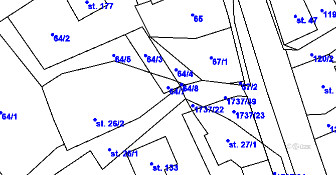 Parcela st. 64/7 v KÚ Straník, Katastrální mapa