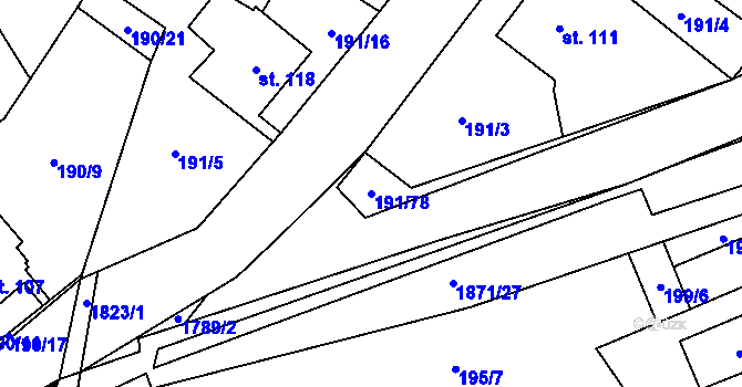 Parcela st. 191/78 v KÚ Straník, Katastrální mapa