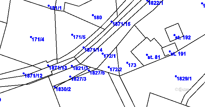 Parcela st. 172/1 v KÚ Straník, Katastrální mapa