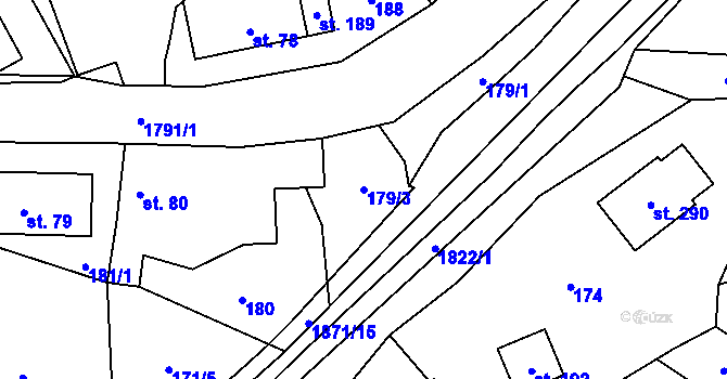 Parcela st. 179/3 v KÚ Straník, Katastrální mapa