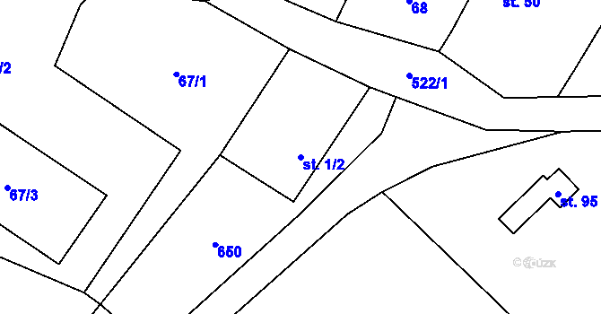 Parcela st. 1/2 v KÚ Kadlín, Katastrální mapa