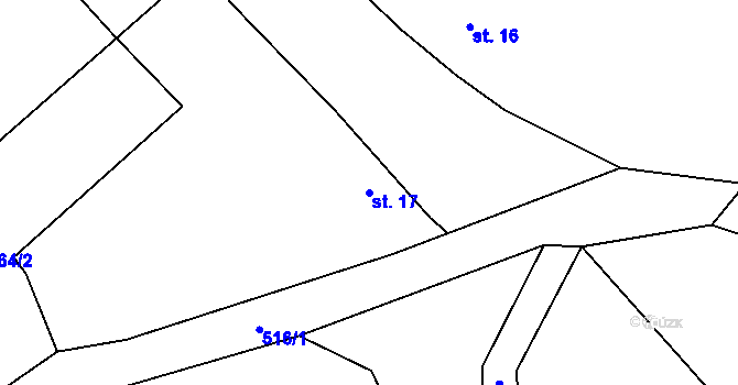 Parcela st. 17 v KÚ Kadlín, Katastrální mapa