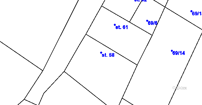 Parcela st. 58 v KÚ Kadlín, Katastrální mapa