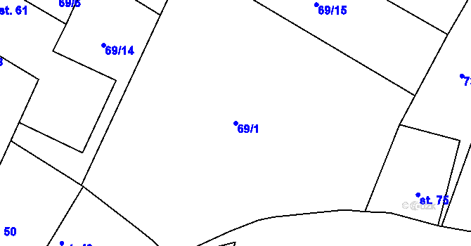 Parcela st. 69/1 v KÚ Kadlín, Katastrální mapa