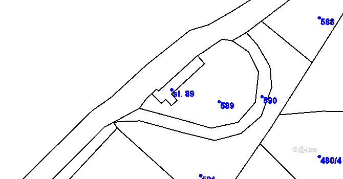 Parcela st. 89 v KÚ Kadlín, Katastrální mapa