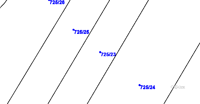 Parcela st. 725/23 v KÚ Ostrý, Katastrální mapa