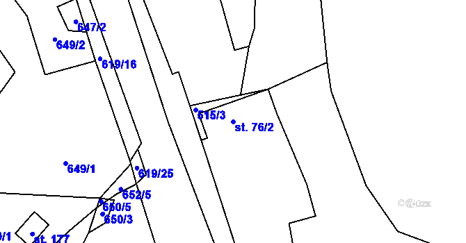 Parcela st. 76/2 v KÚ Stránka u Mšena, Katastrální mapa