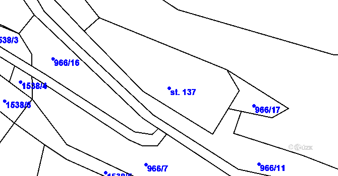 Parcela st. 137 v KÚ Stránka u Mšena, Katastrální mapa