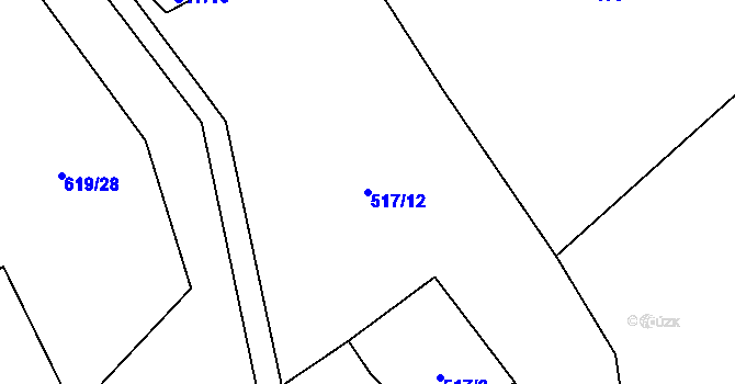 Parcela st. 517/12 v KÚ Stránka u Mšena, Katastrální mapa