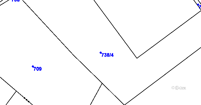 Parcela st. 738/4 v KÚ Stránka u Mšena, Katastrální mapa