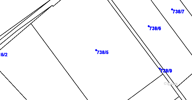 Parcela st. 738/5 v KÚ Stránka u Mšena, Katastrální mapa