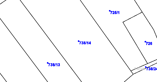 Parcela st. 738/14 v KÚ Stránka u Mšena, Katastrální mapa