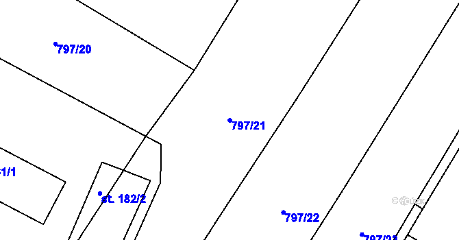 Parcela st. 797/21 v KÚ Stránka u Mšena, Katastrální mapa
