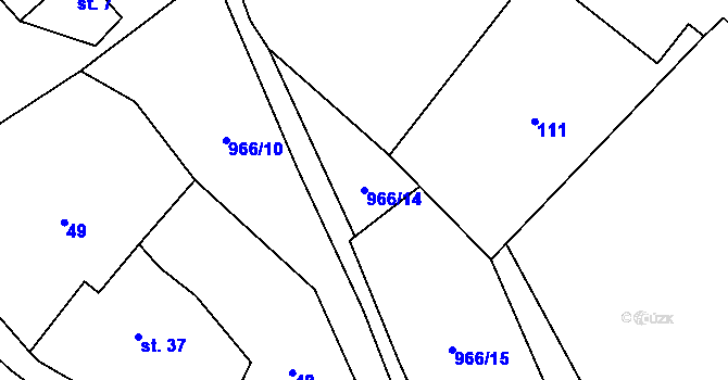 Parcela st. 966/14 v KÚ Stránka u Mšena, Katastrální mapa