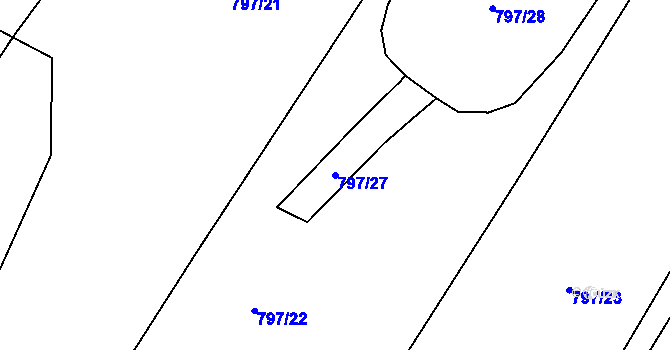 Parcela st. 797/27 v KÚ Stránka u Mšena, Katastrální mapa