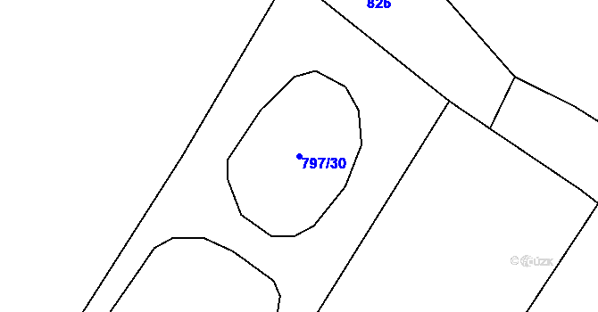 Parcela st. 797/30 v KÚ Stránka u Mšena, Katastrální mapa