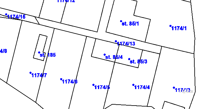 Parcela st. 85/4 v KÚ Tajná, Katastrální mapa