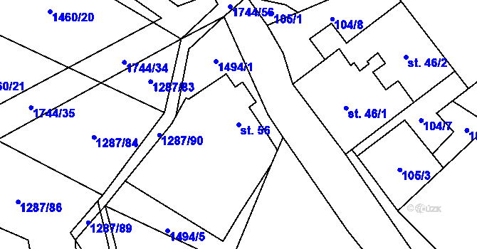 Parcela st. 56 v KÚ Stranná u Žirovnice, Katastrální mapa