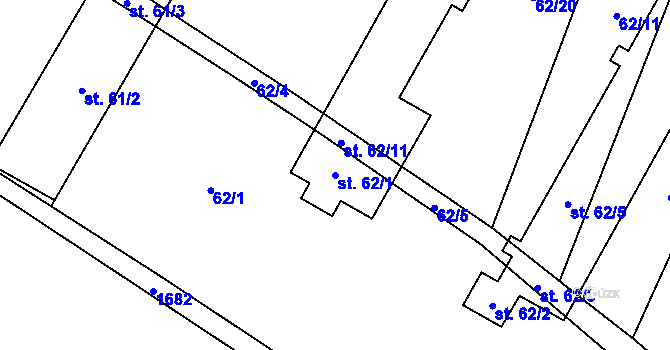 Parcela st. 62/1 v KÚ Stranná u Žirovnice, Katastrální mapa