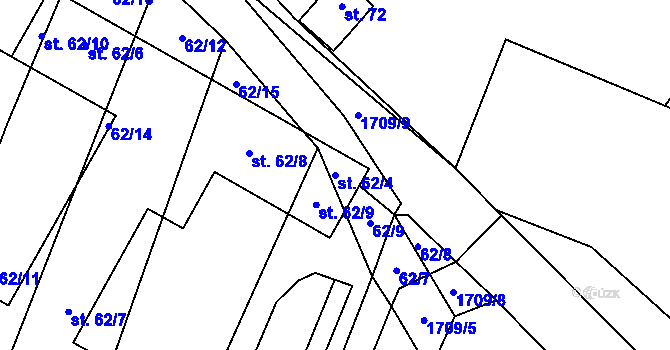 Parcela st. 62/4 v KÚ Stranná u Žirovnice, Katastrální mapa