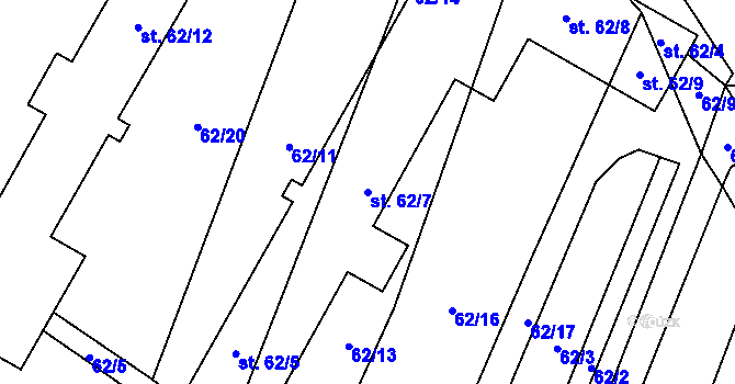 Parcela st. 62/7 v KÚ Stranná u Žirovnice, Katastrální mapa