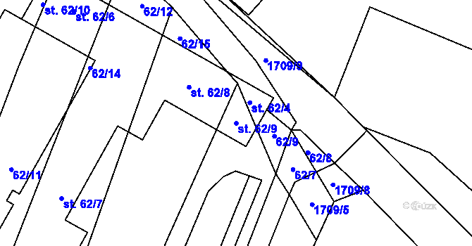 Parcela st. 62/9 v KÚ Stranná u Žirovnice, Katastrální mapa