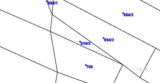 Parcela st. 819/3 v KÚ Stranná u Žirovnice, Katastrální mapa