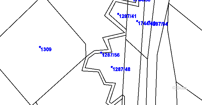 Parcela st. 1287/56 v KÚ Stranná u Žirovnice, Katastrální mapa