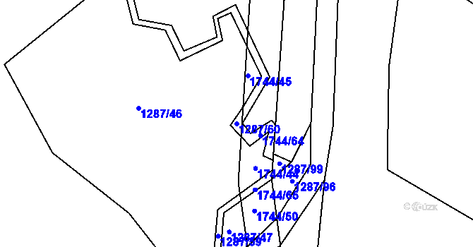 Parcela st. 1287/60 v KÚ Stranná u Žirovnice, Katastrální mapa