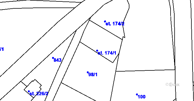 Parcela st. 174/1 v KÚ Stranný, Katastrální mapa