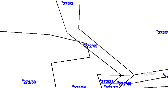 Parcela st. 272/45 v KÚ Stranný, Katastrální mapa