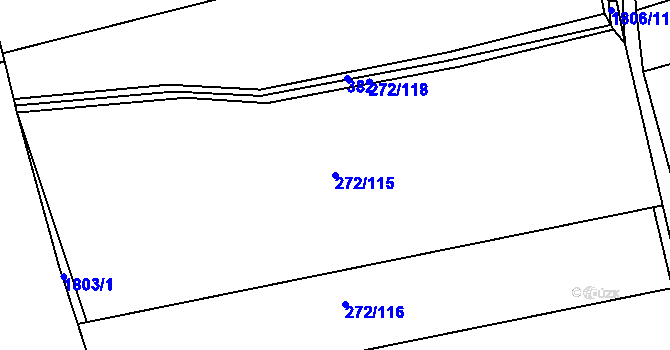 Parcela st. 272/115 v KÚ Stranný, Katastrální mapa