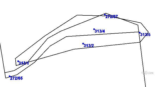 Parcela st. 313/2 v KÚ Stranný, Katastrální mapa