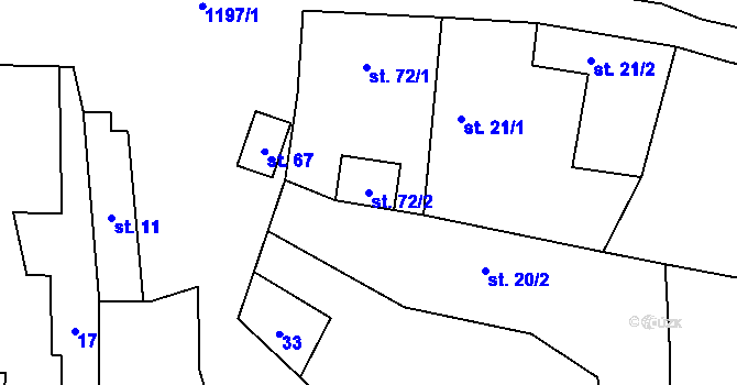 Parcela st. 72/2 v KÚ Strašice v Pošumaví, Katastrální mapa