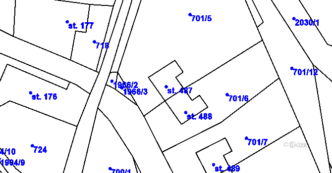 Parcela st. 487 v KÚ Strašice, Katastrální mapa