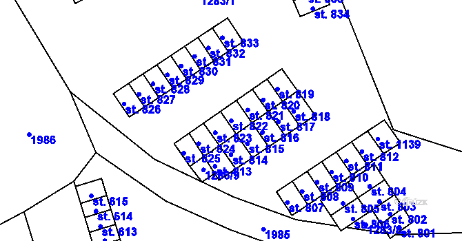 Parcela st. 822 v KÚ Strašice, Katastrální mapa