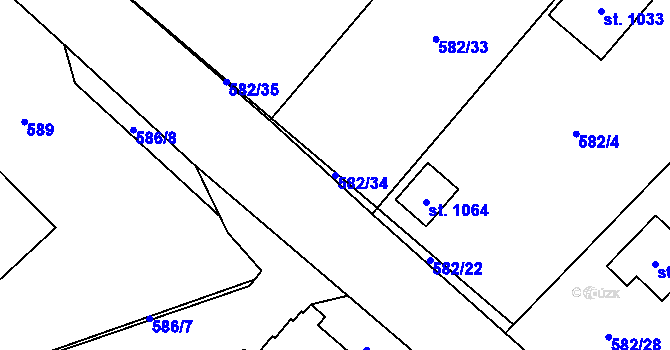 Parcela st. 582/34 v KÚ Strašice, Katastrální mapa