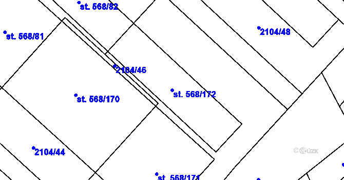 Parcela st. 568/172 v KÚ Strašice, Katastrální mapa