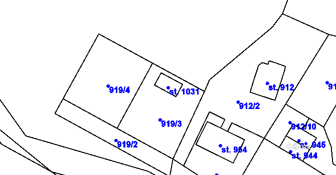 Parcela st. 1031 v KÚ Strašice, Katastrální mapa