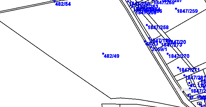 Parcela st. 482/49 v KÚ Strašice, Katastrální mapa