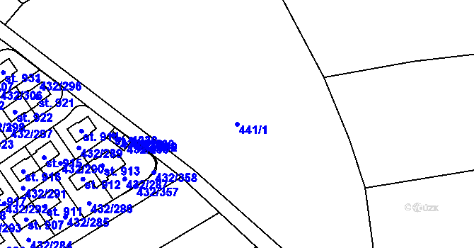 Parcela st. 441/1 v KÚ Strašín u Říčan, Katastrální mapa