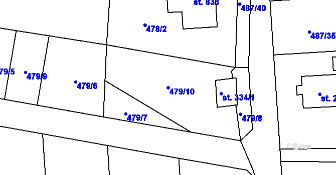 Parcela st. 479/10 v KÚ Strašín u Říčan, Katastrální mapa