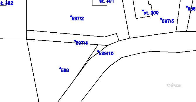 Parcela st. 589/10 v KÚ Strašín u Říčan, Katastrální mapa