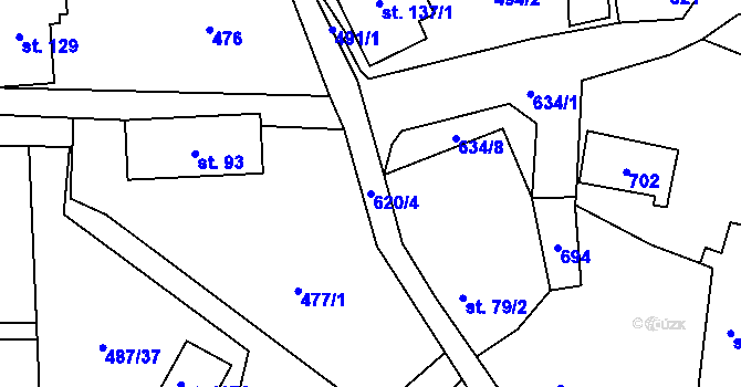 Parcela st. 620/4 v KÚ Strašín u Říčan, Katastrální mapa