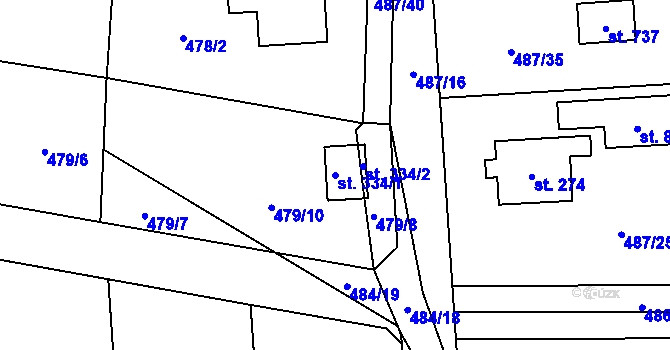 Parcela st. 334/1 v KÚ Strašín u Říčan, Katastrální mapa
